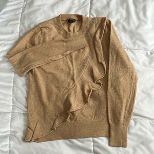 J Crew Tan/cream ruffle sweater
